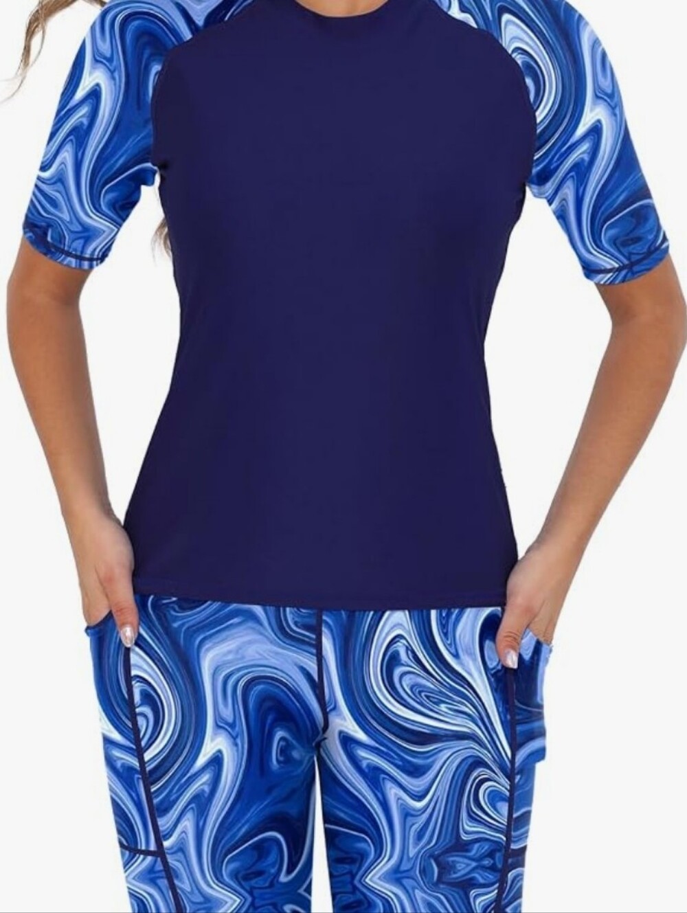 Tournesol Swim Set Shirt & Shorts NEW 2XL -Blue -UPF 50+ -Built In Bra & Briefs